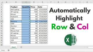 Highlight Active Row amp Column in Excel [upl. by Nylatsirk493]