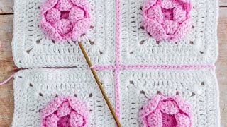 Joining Crochet Squares Flat Slip Stitch Seam [upl. by Kaine]