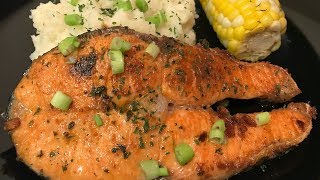 GARLIC BUTTER SALMON DELICIOUS PANSEARED SALMON RECIPE [upl. by Nyssa]