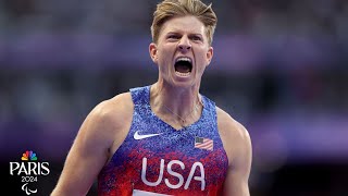 Hunter Woodhall becomes Paralympic champion with incredible 400m close for gold  NBC Sports [upl. by Pich]