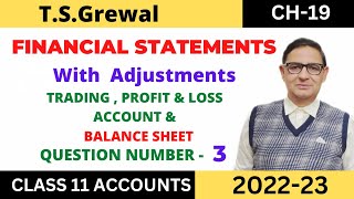 FINANCIAL STATEMENTS WITH ADJUSTMENTS Chapter19 TSGrewal Solution Question no3 Class 11 [upl. by Dviad]