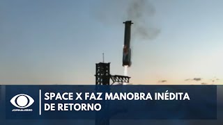 Space X faz manobra inédita de retorno  Em alta [upl. by Sihunn254]