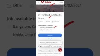 Adobe is hiring for UI Frontend Intern softwarejobsupdates freshersjobs dailyjobs todayjobs [upl. by Wehttam684]