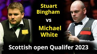 Stuart Bingham vs Michael White  Snooker Bet Victor scotish open qualifying 2023 [upl. by Llenrahc]