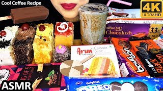 ASMR Dessert Chocolate CakeVanilla CakeIce Cream CakeOreoChoco BarCold Coffee ASMR Eating Video [upl. by Etz]