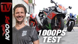 1000PS Test  Honda CBR1000RR Fireblade SP vs Aprilia RSV4 RF vs BMW S 1000 RR [upl. by Nodyarg]