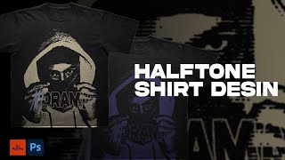 Created a HALFTONE Shirt Design for Dropshipping  Photoshop Tutorial [upl. by Annoyi]