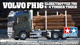 TAMIYA 114 RC VOLVO FH16 GLOBETROTTER 750 6x4 TIMBER TRUCK 田宮 114遙控貨車 富豪 FH16 750 6x4 木材卡車56360 [upl. by Norreht]