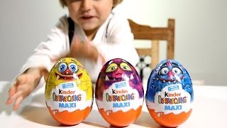 3 Giant Kinder Surprise MAXI Eggs  Blue Purple and Yellow ​​ [upl. by Enicar948]