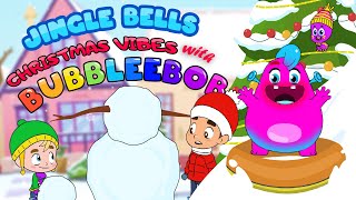 Jingle Bells Song BubbleeBob and the kids are on a snowy street making a snowman throwing snowballs [upl. by Elrem]