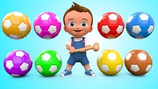 Soccer Balls Mini Golf Game Play by Little Baby Wooden Hammer to Learn Colors for Children  3D Kids [upl. by Alyled]