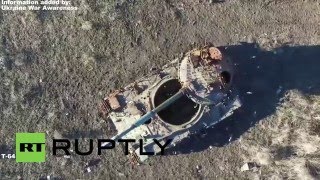 Debaltseve 1 year later Drone footage leftover Ukrainian Tanks Destroyed Village  Год Дебальцево [upl. by Shandy764]