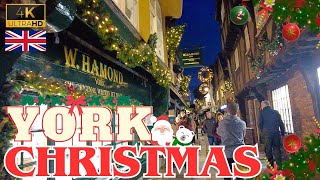 Christmas Vibe In YORK Visual Walking Tour  Christmas Market The Shambles 4K 25Mins ASMR UK 2023 [upl. by Erdnaet]