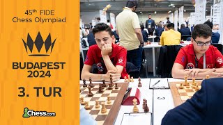 Türkiye Slovakyaya ve İrana Karşı  45 FIDE Satranç Olimpiyatları  3 Tur [upl. by Candide]