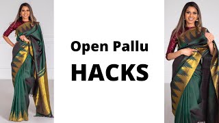 Saree Hacks How to Wear Open Pallu  How to Wear Saree for Beginners  Tia Bhuva [upl. by Snell214]