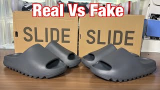 Adidas Yeezy Slide Gray Slate Real Vs Fake Review [upl. by Otrebireh676]