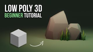 How to create Low Poly Grass and Rocks in Blender  Beginner 3D Tutorial [upl. by Auqcinahs]