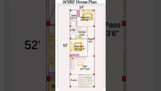 14x52 Sqft Vastu Floor Plan 🏠 architecturalplan architecture floorplan houseplan trendingshorts [upl. by Harlamert]