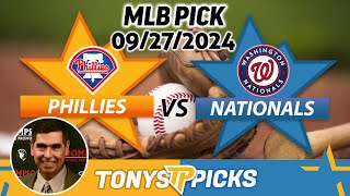 Philadelphia Phillies vs Washington Nationals Pick 92724 MLB Predictions [upl. by Nilatak]