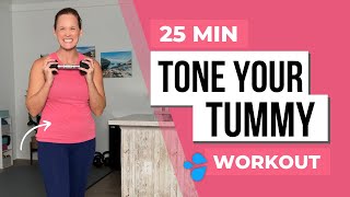 25 Minute Tone Your Tummy Workout  Dumbbell Abs Workout [upl. by Erodavlas]