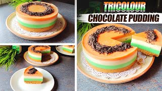 Tricolour Chocolate Pudding  No Baking  Easy Pudding Dessert Recipe for Republic Day [upl. by Elin]