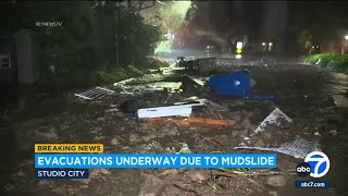 Mudslide damages 2 Studio City homes several residents evacuated [upl. by Weibel]