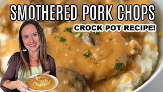 Best Crock Pot Smothered Pork Chops Recipe [upl. by Asiole]