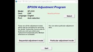 Epson XP2101 Adjustment Program Reset Epson XP2101 [upl. by Restivo]