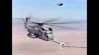 Sea Stallion CH 53E Helicopter Mid Air Refueling Accident cuts Fuel Probe with KC 135 Stratotanker [upl. by Eidnas]