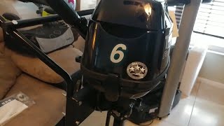 2018 Tohatsu 6hp outboard unboxing and initial break in [upl. by Vernier362]