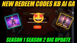 New redeem codes kb ain ga  season 1 2 elite pass big update  today new redeem codes free fire [upl. by Angus]