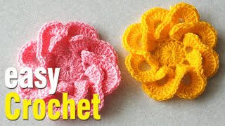 Crochet How to Crochet a Flower Stitch Free 3D Flower pattern Guide for beginner to learn [upl. by Ybbed]