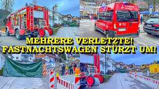 ERSTVIDEO FASTNACHTSWAGEN KIPPT BEI UMZUG AUF DIE SEITE  MEHRERE VERLETZTE  FEUERWEHR  OPPENAU [upl. by Jory]