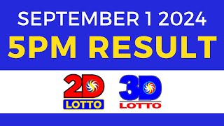 5pm Lotto Result Today September 1 2024  PCSO Swertres Ez2 [upl. by Enedan]