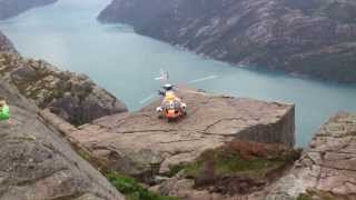 SAR helo lands on famous Pulpit Rock in Norway [upl. by Doll]