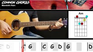 Mandolin Rain  Bruce Hornsby  EASY GUITAR CHORDS  Common Chords [upl. by Petromilli]