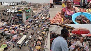 The BIGGEST MARKET in Accra Ghana  Makola street tour  West Africa [upl. by Bilski948]