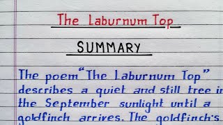 The Laburnum Top  summary of the poem  class 11 English poem  NCERT  NotesLibrary [upl. by Yeslaehc]