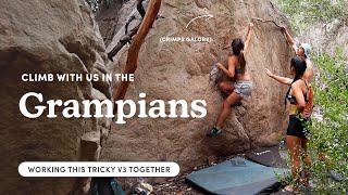 Bouldering Outdoors in the Grampians  working the beta on this V3 project 🌄 [upl. by Miriam]