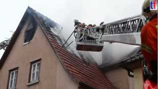 Roof Framework Fire  Dachstuhlbrand Winnenden Germany 20130313 [upl. by Arrimat]