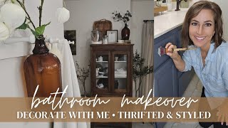 Thrifted Master Bathroom Makeover using thrifted items from the Goodwill bins • How to Decorate [upl. by Naginnarb]