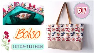 Bolso de tela fácil  Con bolsillos y cremalleras  DIY [upl. by Latreese691]