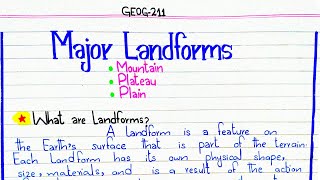 Major Landforms  Mountain  Plateau  Plain GEOG211 pu [upl. by Althea]