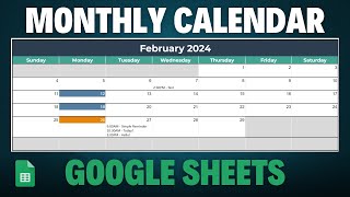 Visualize Your Calendar in Google Sheets Monthly Calendar Template Tutorial [upl. by Hogen142]