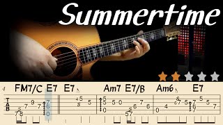 🔴SummertimeㅣJazz Fingerstyle Guitar TutorialㅣEasy Fingerstyle GuitarㅣJazz Chord MelodyㅣTabs amp Lyrics [upl. by Styles]