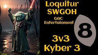 SWGOH Loquitur 3v3 GAC K3 M8 Jabba LV Leia Rey Queen Reva Malgus [upl. by Yvonne]