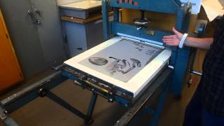 setting up a litho press to print from plate or stone [upl. by Harahs]