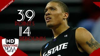 Michael Beasley Full Highlights vs Kansas 02032008  39 Pts 14 Rebs Walking BUCKET [upl. by Ziladnerb]