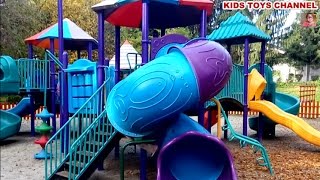 Outdoor playground fun for children Kids playing in the park on slides VIDEO KIDS TOYS CHANNEL [upl. by Ahsai]