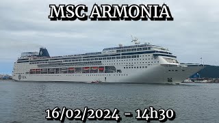 MSC Armonia saindo de Santos 16022024 [upl. by Elbon]